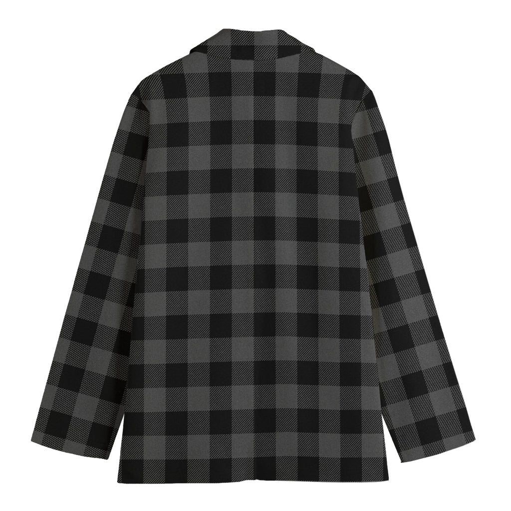Dark Grey And Black Buffalo Check Print Women's Blazer