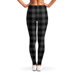 Dark Grey And Black Buffalo Check Print Women's Leggings