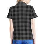Dark Grey And Black Buffalo Check Print Women's Polo Shirt