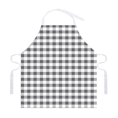 Dark Grey And White Gingham Print Adjustable Apron