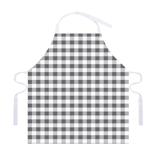 Dark Grey And White Gingham Print Adjustable Apron