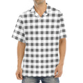Dark Grey And White Gingham Print Aloha Shirt