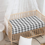 Dark Grey And White Gingham Print Baby Crib Sheet