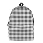 Dark Grey And White Gingham Print Backpack