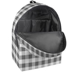 Dark Grey And White Gingham Print Backpack