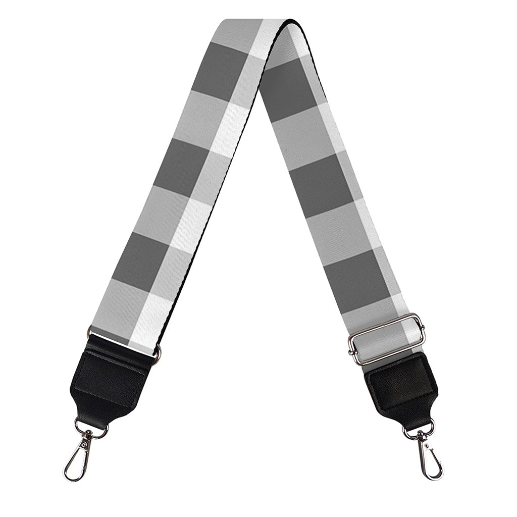Dark Grey And White Gingham Print Bag Strap