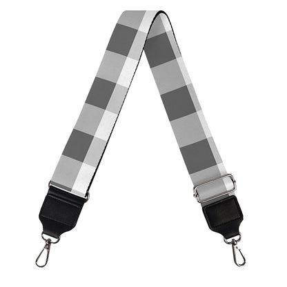 Dark Grey And White Gingham Print Bag Strap