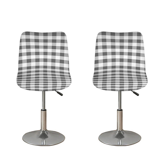 Dark Grey And White Gingham Print Bar Stool Covers
