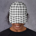Dark Grey And White Gingham Print Baseball Cap