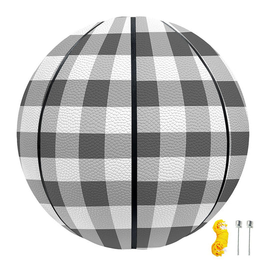 Dark Grey And White Gingham Print Basketball