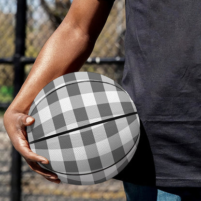 Dark Grey And White Gingham Print Basketball