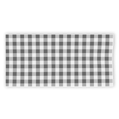 Dark Grey And White Gingham Print Beach Towel