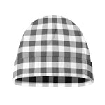 Dark Grey And White Gingham Print Beanie