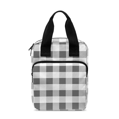 Dark Grey And White Gingham Print Bible Tote Bag