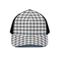 Dark Grey And White Gingham Print Black Mesh Trucker Hat