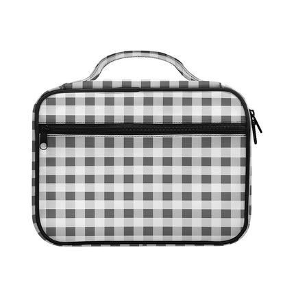 Dark Grey And White Gingham Print Briefcase Bible Bag