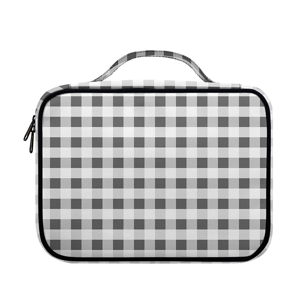Dark Grey And White Gingham Print Briefcase Bible Bag