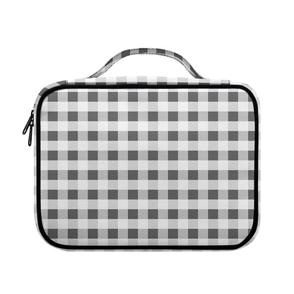 Dark Grey And White Gingham Print Briefcase Bible Bag