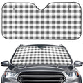 Dark Grey And White Gingham Print Car Windshield Sun Shade