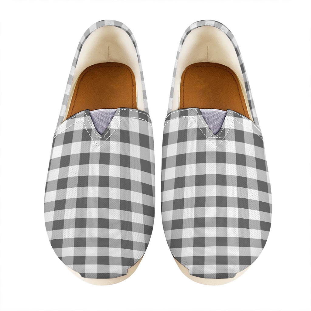 Dark Grey And White Gingham Print Casual Shoes