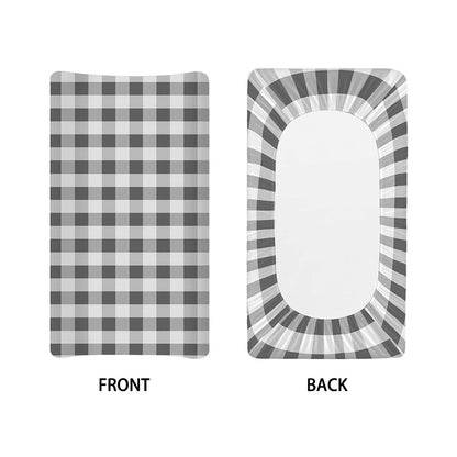 Dark Grey And White Gingham Print Changing Pad Cover