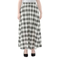 Dark Grey And White Gingham Print Chiffon Maxi Skirt