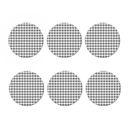 Dark Grey And White Gingham Print Coaster Set