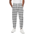 Dark Grey And White Gingham Print Cotton Sweatpants