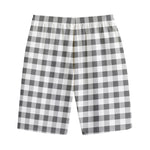 Dark Grey And White Gingham Print Cotton Shorts