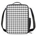 Dark Grey And White Gingham Print Crossbody Lunch Bag