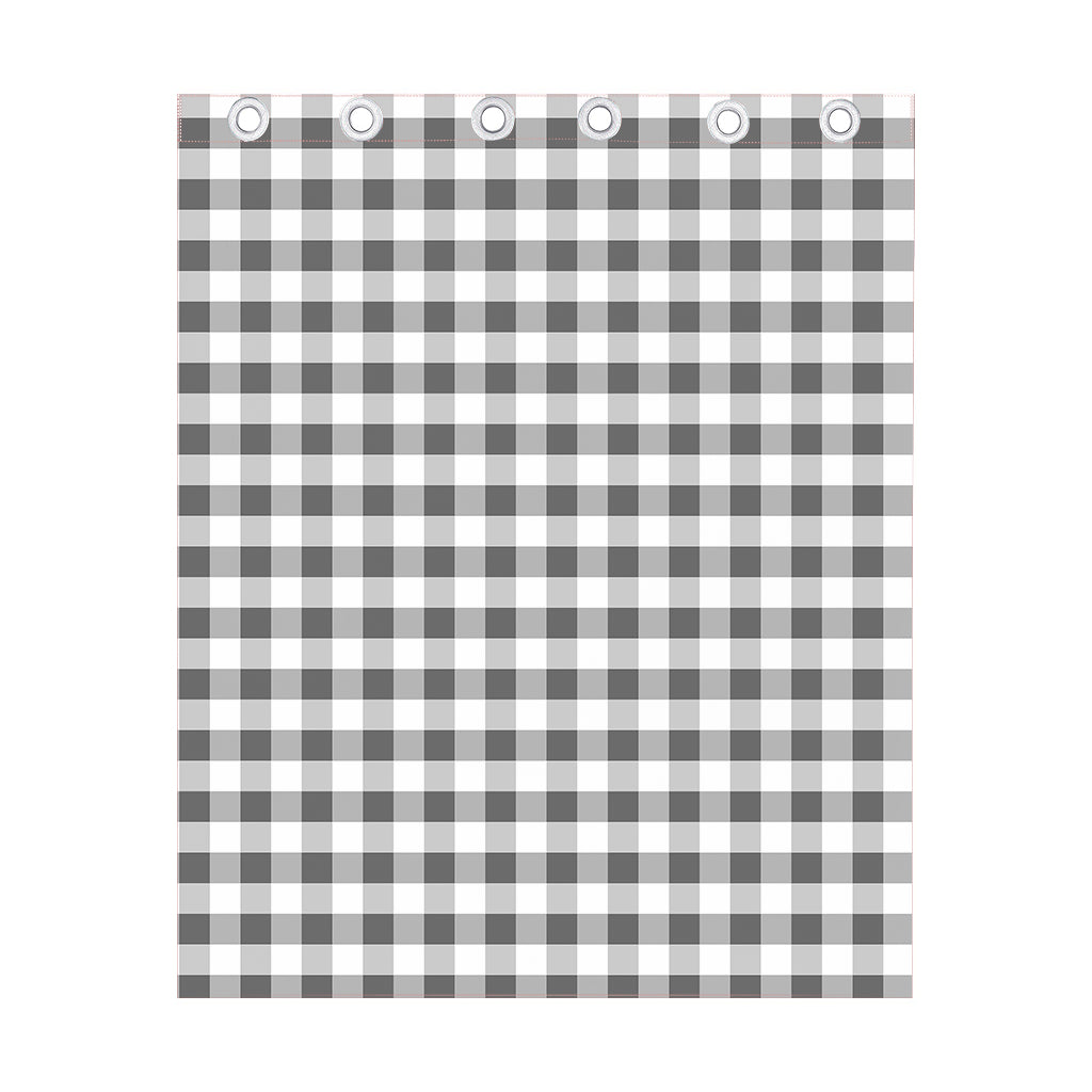 Dark Grey And White Gingham Print Curtain