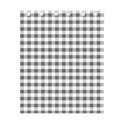 Dark Grey And White Gingham Print Curtain