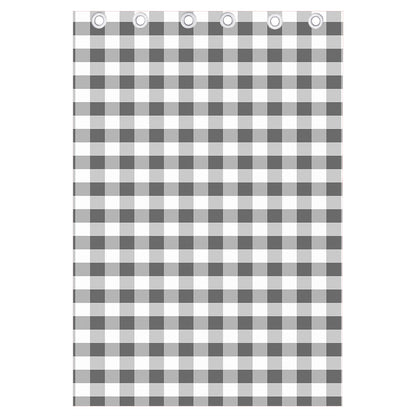 Dark Grey And White Gingham Print Curtain