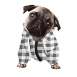 Dark Grey And White Gingham Print Dog Zip Up Hoodie