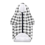 Dark Grey And White Gingham Print Dog Zip Up Hoodie