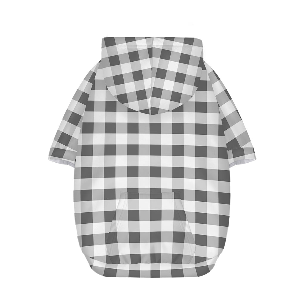 Dark Grey And White Gingham Print Dog Zip Up Hoodie
