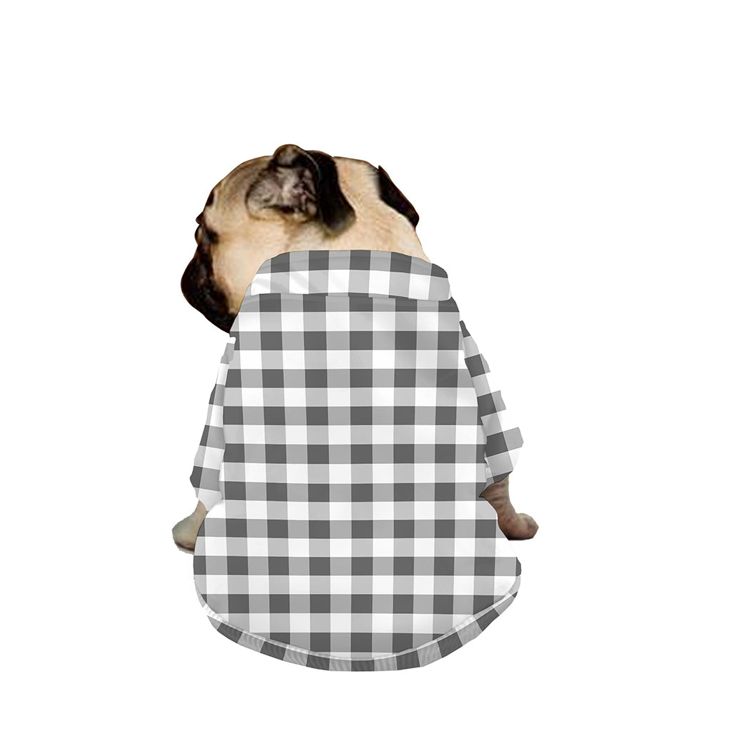 Dark Grey And White Gingham Print Dog Zip Up Jacket