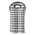 Dark Grey And White Gingham Print Double Neoprene Wine Tote