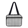 Dark Grey And White Gingham Print Double Strap Bible Bag