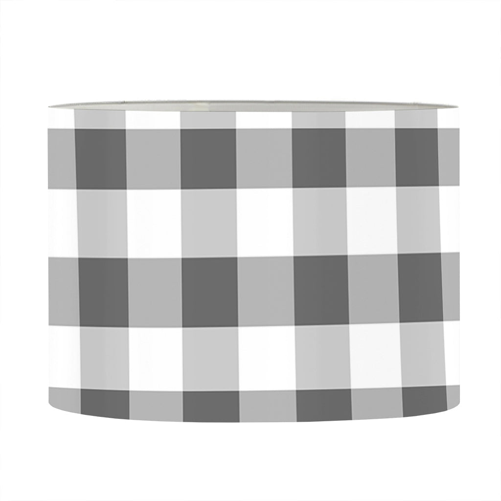 Dark Grey And White Gingham Print Drum Lamp Shade