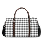 Dark Grey And White Gingham Print Duffle Bag