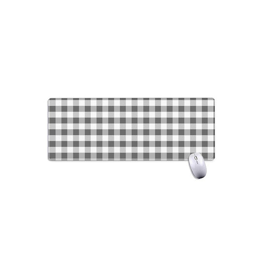 Dark Grey And White Gingham Print Extended Mouse Pad