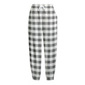 Dark Grey And White Gingham Print Fleece Lined Knit Pants