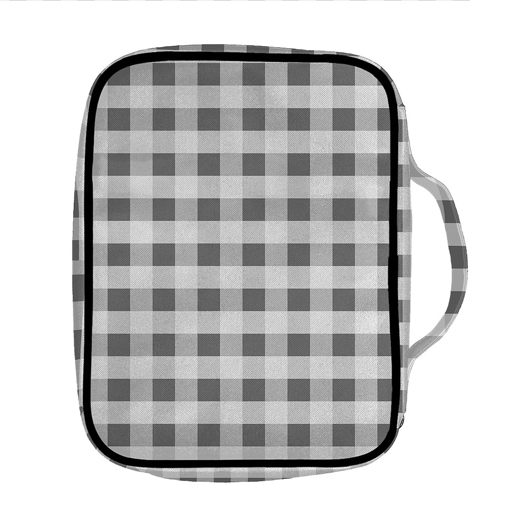 Dark Grey And White Gingham Print Front Pocket Bible Bag