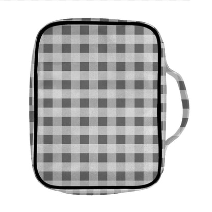 Dark Grey And White Gingham Print Front Pocket Bible Bag