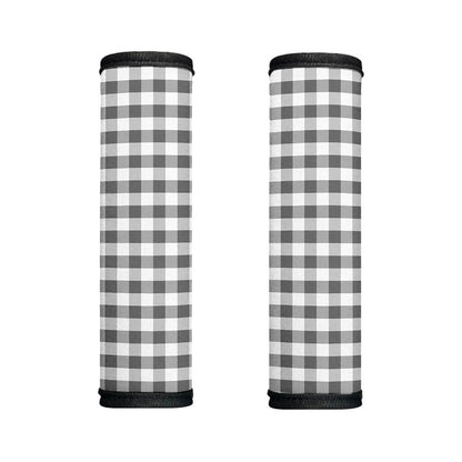 Dark Grey And White Gingham Print Handle Covers
