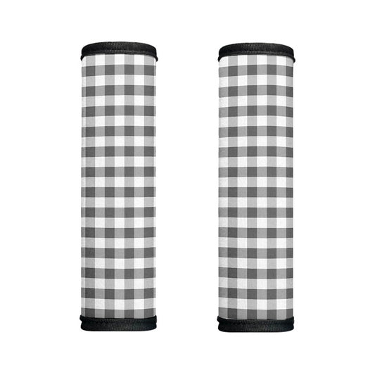 Dark Grey And White Gingham Print Handle Covers