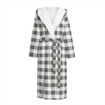 Dark Grey And White Gingham Print Hooded Bathrobe