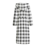 Dark Grey And White Gingham Print Hooded Bathrobe