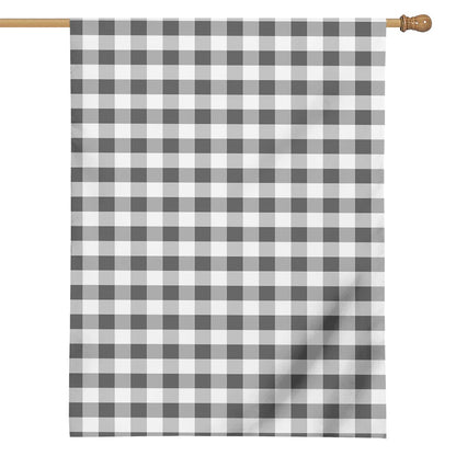 Dark Grey And White Gingham Print House Flag